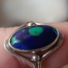 Silver Ring Azurite Stone