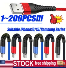 Braided USB C Type C Fast Charging Data Cable Cord for iPhone 16 Pro Max 15 lot