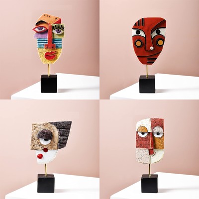 4 PCS - Handcrafted Statues Resin Abstract Sculpture for Home Decor Modern,Af...