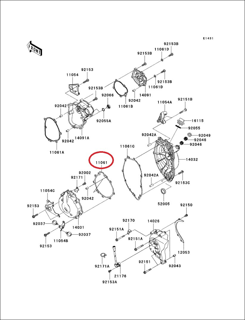 11061-0249 Generator Cover Sealing Gasket for Kawasaki ZX-6R 07-18