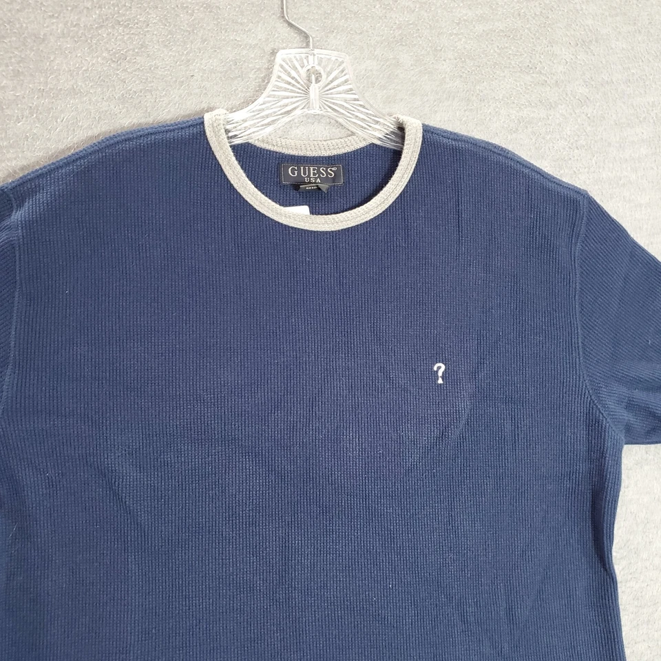 Camiseta DE COLECCIÓN Guess Niños 2XL Azul Timbre Waffle Tejido Logo Bordado Perú Años 90 Foto 2 de 4