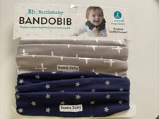 Bazzle Baby BandoBib Premium Infinity Scarf Drool Bibs Snap Closure 2 Pack 0-24