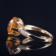 2Ct Round Cut Simulated Citrine Solitaire Wedding Ring 14K Rose Gold Plated