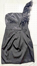 LOVE short black dress with one shoulder strap size 3 hook an zip silky