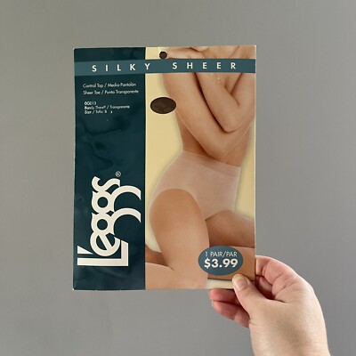 Vintage Leggs Pantyhose Control Top Sheer Tie Barely There Size B