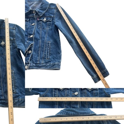 Levi’s Girl’s L (12-14) Medium Wash Denim Rhinestone Buttons Trucker Jean Jacket - Picture 4 of 16