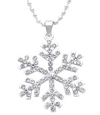 Clear Crystal Snowflake Pendant Necklace Winter Christmas Holiday Jewelry