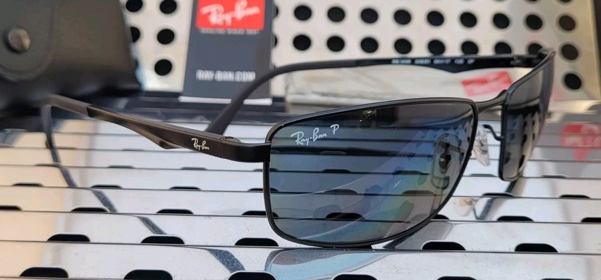 New Ray Ban RB3498 Pilot Sunglasses Matte Black w/ Gray Polarized