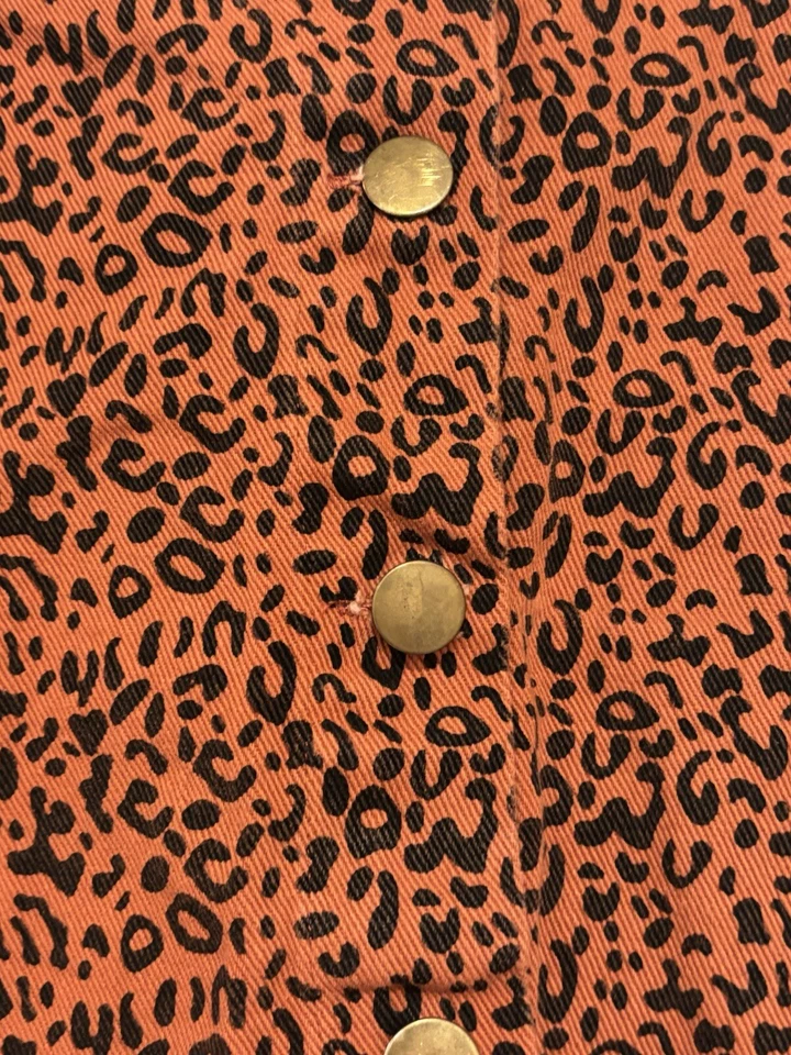 Saia jeans feminina Buffalo Trading Co laranja preta estampa de animais tamanho M clube Y2K - Imagem 3 de 4