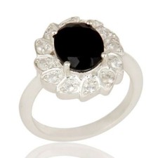 Black Onyx Gemstone 925 Sterling Silver Engagement Designer Ring