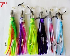 7" Bullet Jet Head Rigged Trolling Saltwater Fishing Lures SELECT COLOR & PIECES