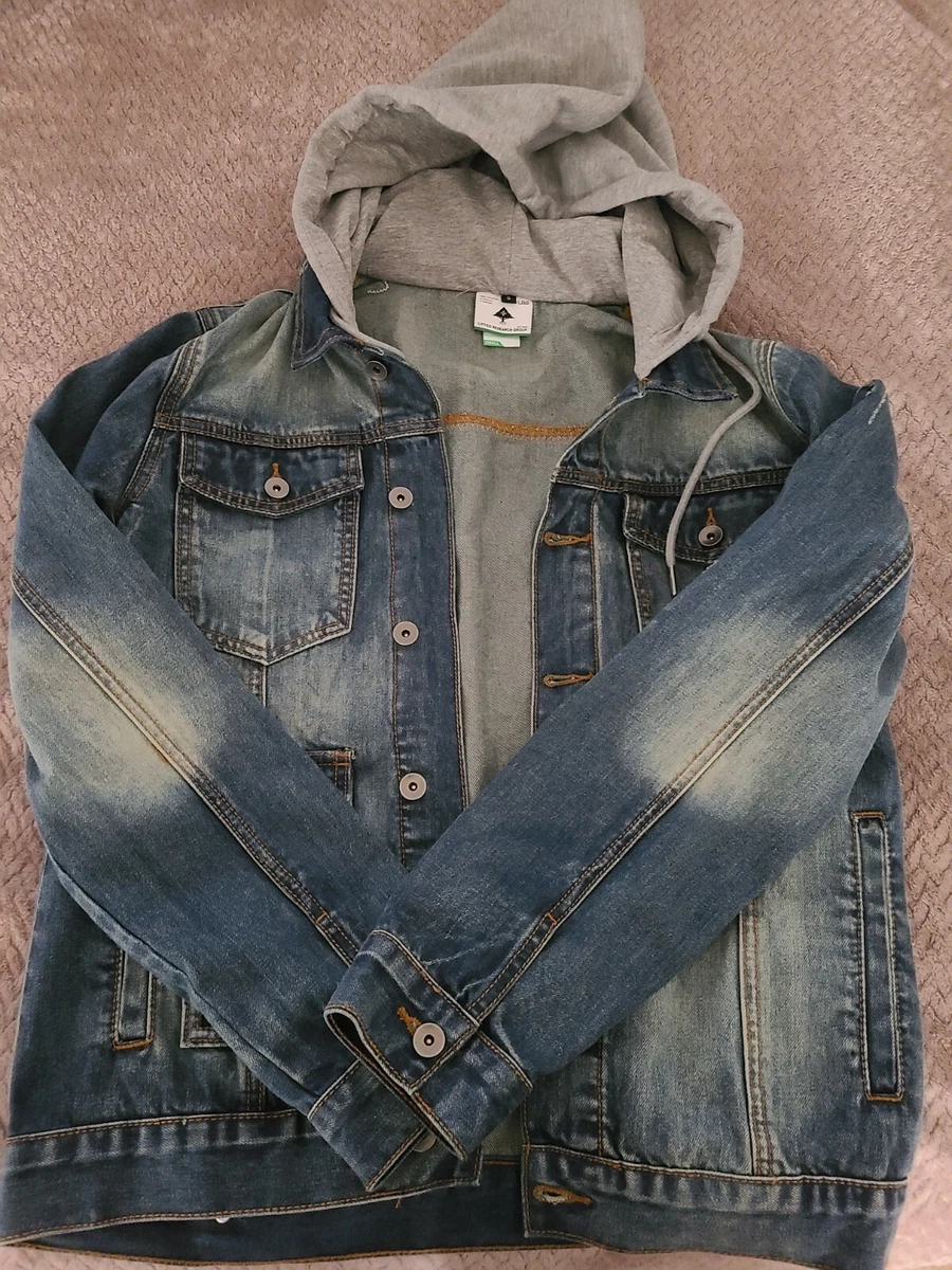 LRG Lifted Research Group Blue Stonewashed Denim Jacket u0026 Hoodie Small  Men's | eBay