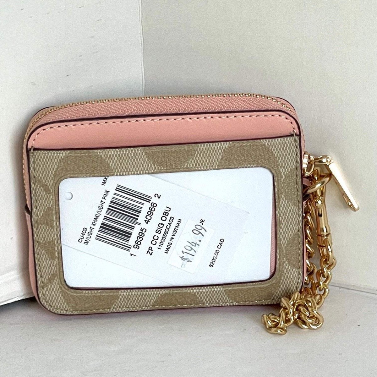 Coach Zip Card Case Observed By Us Pink Signature Canvas