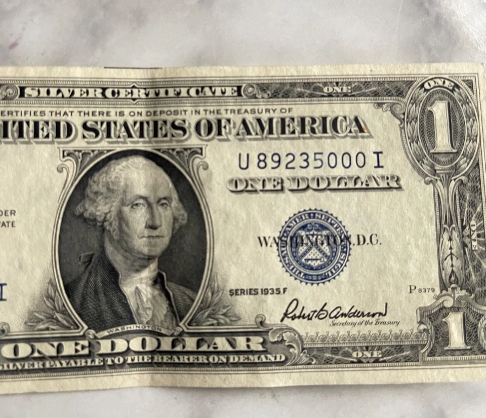 1 dollar silver certificate pay to the bearer of demand series 1935 F blue stamp - Image 3 of 4