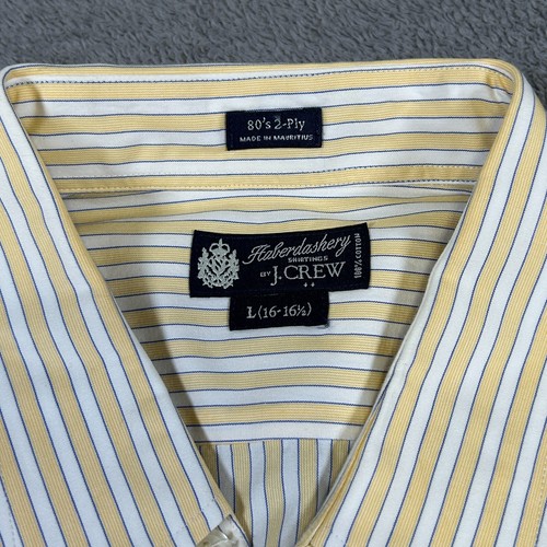 J.Crew Haberdashery Men's Shirt L 16-16.5 Yellow Stripe Cotton Classic Fit - Picture 3 of 6