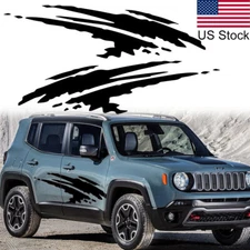 2pcs 78.7'' Black Scratch Graphic Body Side Door Skirt Vinyl Decals Stickers