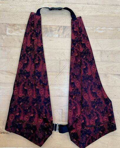 Lord West Tuxedo Vest Collared METALLIC RED BLACK PAISLEY One Size Adj Back USA - Picture 1 of 6