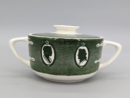 Vintage Colonial Homestead by Royal China Green Sugar Bowl with Lid & Handles - Picture 6 of 14