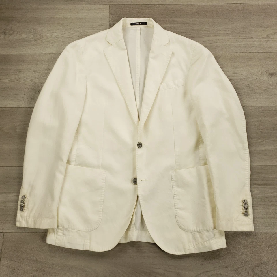 Boggi Milano Blazer Men 36 EU 46 Antique White Lyocell Linen Cotton Unstructured - Image 2 of 4