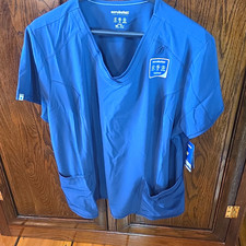 Scrubstar Unisex 3XL Blue Solid V-Neck Medical Scrub Top Polyester Blend