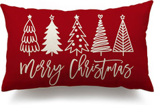 Merry Christmas Pillow Cover 12x20 Farmhouse Christmas Throw Lumbar Pillow Cover