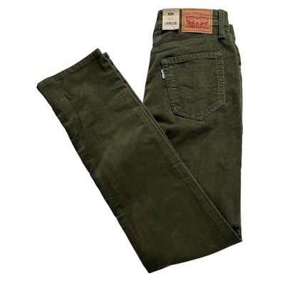 Levis 724 High Rise Slim Straight Corduroy Pants Olive Green 28x32 NWT