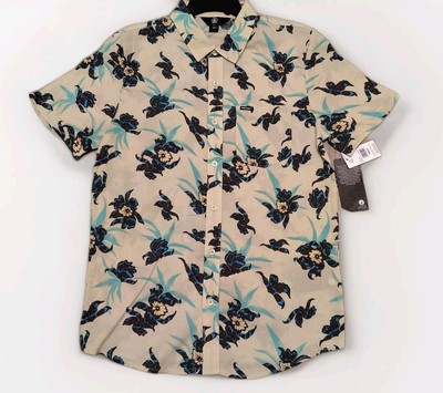 Volcom Shirt Men's Small Button-Front High Ball Woven Citrus Multicolor Top 