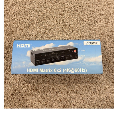 HDMI Matrix Switch 6x2 4K@60Hz IR Remote, Audio Extract, HDCP 2.2