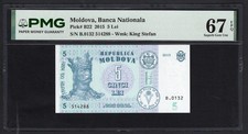 Moldova 5 Lei 2015 PB22 Uncirculated Graded 67
