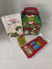 McDonald's Brand New Grinch Happy Meal Socks, Shaker Bag/Grinch Salt, Box Last 1