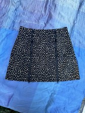 Urban Outfitters Mini Skirt S Black Beige Stretch Animal Print Zipper Detail