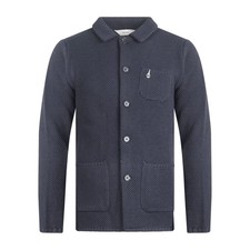 Paoloni - Giacca maglia blu con lavorazione per uomo