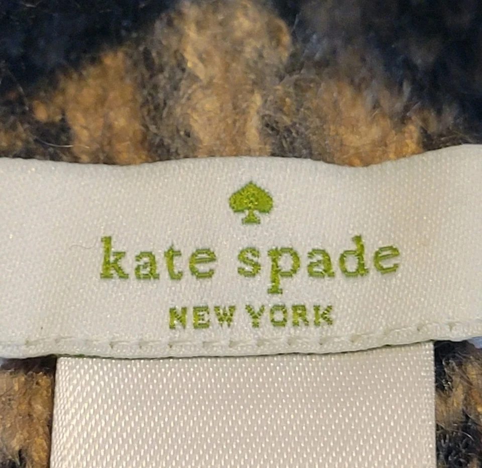 Шляпа-бини KATE SPADE леопард акриловая вязаная ребристая из искусственного меха помпон помпон - Изображение 2 из 4