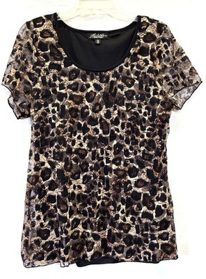 Animal Print Top Women's Size XL by Absolutely Famous Short Sleeve