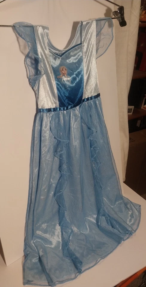 Vestido Disney Frozen Princesa Elsa Brilhante Floco de Neve Fantasia Camisola Cosplay 4T - Imagem 3 de 4