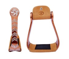 Horse Western 5" Wide Barrel Racer Engraved Aluminum Show Stirrups 51244