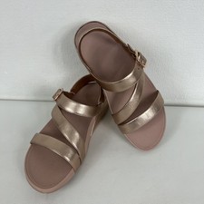 Fitflop The Skinny II Rose Gold Leather Back Strap Sandals WobbleBoard UK 5  