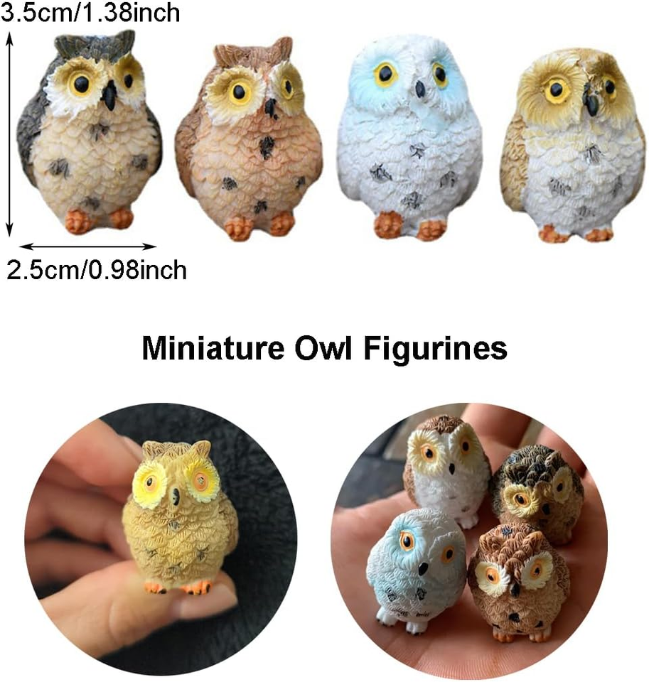 Mini Owls 4 Pack Tiny Owls Little Owl Figurines Mini Resin Animals ...