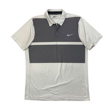 Nike Polo Shirt Mens XL White Graphite Grey Momentum Golf Dri Fit Modern Fit