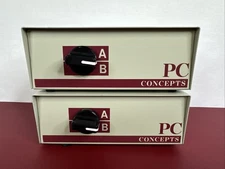 Vintage lot of 2 , PC Concepts A/B Data Transfer Switch Metal Box, 41622