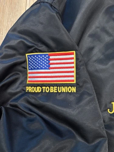 Vtg 90s Teamsters Local 107 Philly Satin Bomber Jacket 2XL Game Sportswear image 13