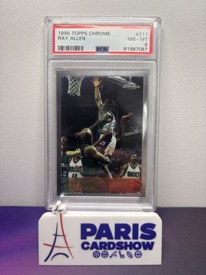 1996 Topps Chrome #217 Ray Allen Milwaukee Bucks RC Rookie HOF PSA 8 NM-MT