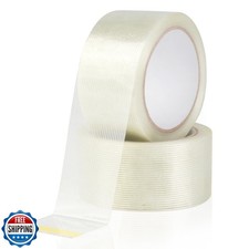 BEVTEE 2 Roll Filament Strapping Tape, 5.9 mil x 2 in x 22 yds Re