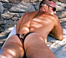 Male Model Photo Print Muscular Handsome  Shirtless Hunk Abs Jock -360F