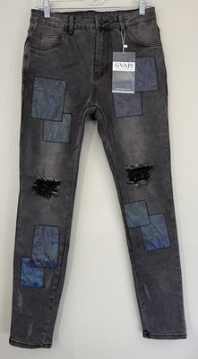 GVAPI Limited Edition Drop Jeans Men s 28 Patched Stretch Denim NWT