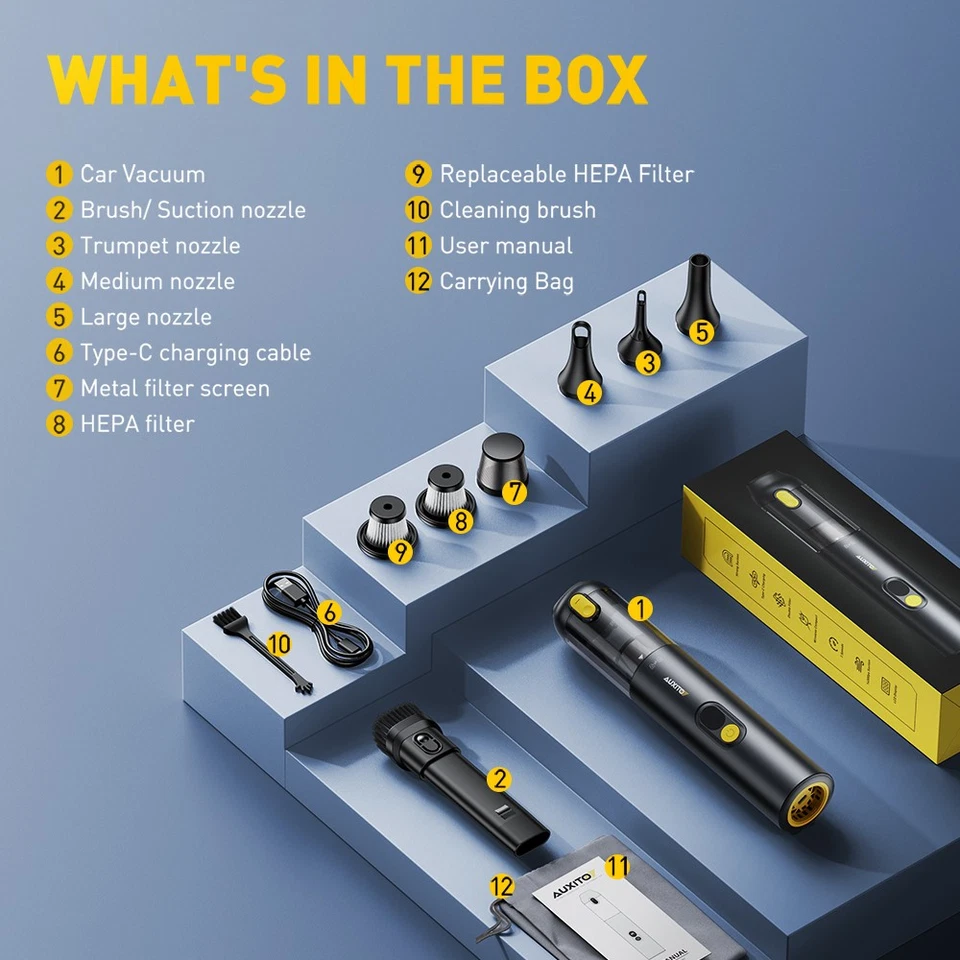 AUXITO 14000Pa Cordless Handheld Car Vacuum 4 in 1 Portable Mini Vacuum Cleaner - Image 4 of 4