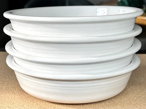 FIESTA WHITE Set of 4 Coupe Cereal / Soup Bowls 7" Classic Rim Fiestaware USA