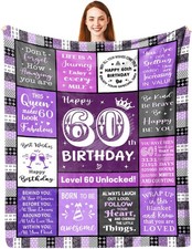 60th Birthday Blanket Gifts Women 50"x60" Inch Happy 60 Year Old 1966 Decor