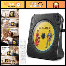 Portable Bluetooth CD Player - Desktop Music Player for Home  Travel - Black