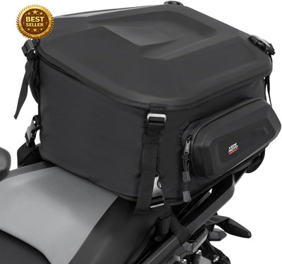 Motorcycle Hard Shell Tail Bag Rear Seat Bag, EVA Waterproof 23-35L Expandable M